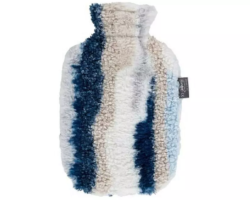Suprima Fashy Wärmflasche 2 L mit Flauschbezug, blau/weiss