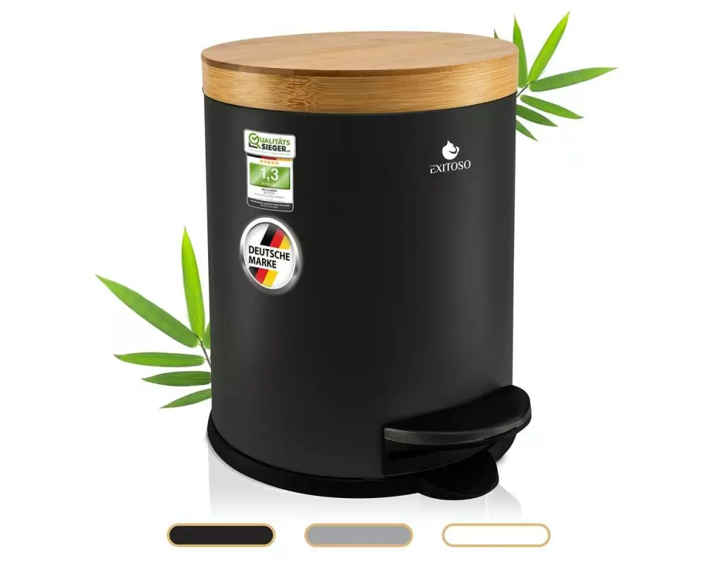 Exitoso Tretmülleimer mit Softclose-Deckel 5 l, Schwarz