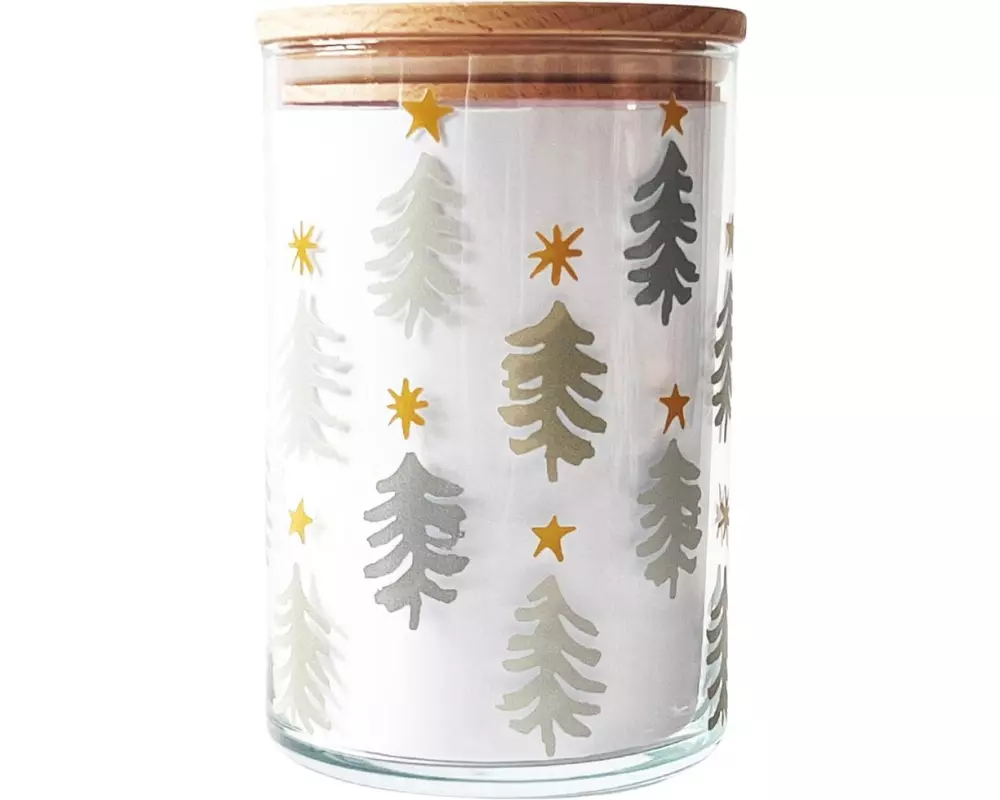 Wunderle Vorratsglas Tannenwald 880 ml, mit Holzdeckel