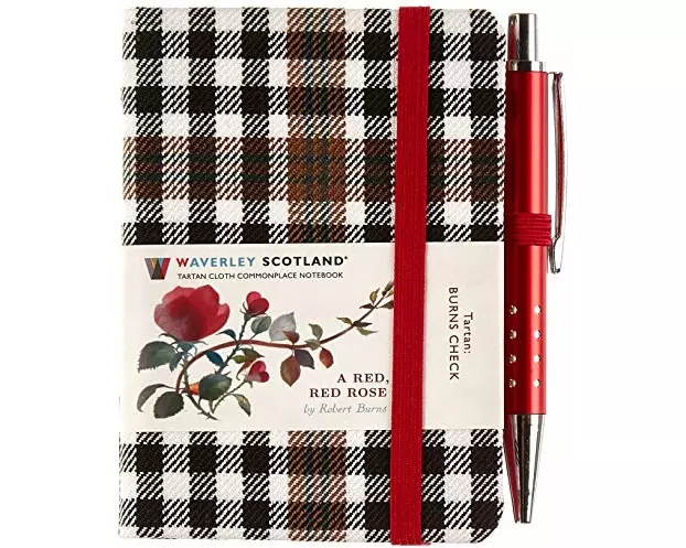 A Red, Red Rose Tartan Notebook (mini with pen) (Burns check tartan)