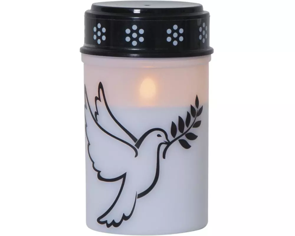 Star Trading LED Grabkerze Taube, Ø 7.5 x 12.5 cm, Weiss