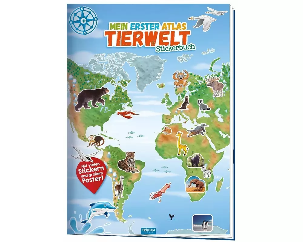 Trötsch Stickerbuch Mein erster Atlas Tierwelt