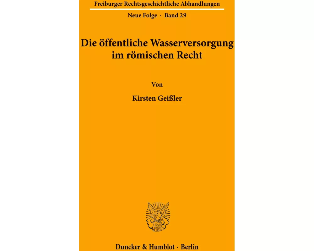 Die öffentliche Wasserversorgung im römischen Recht
