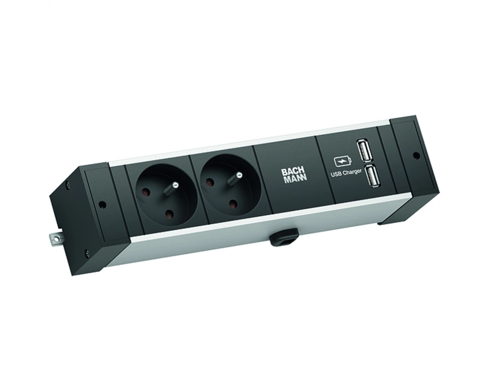 BACHMANN DESK RAIL 2xUTE 1xUSB Charger 2,0m GST18