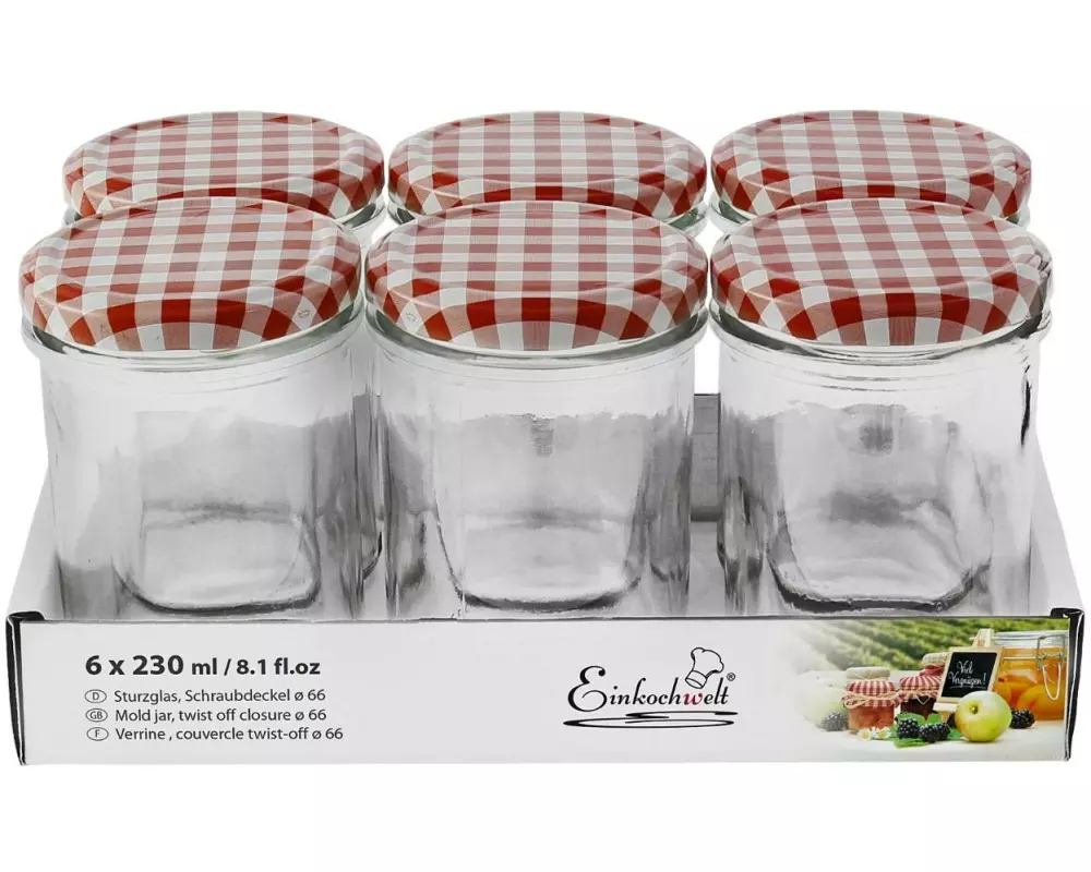 Einkochwelt Einmachglas 6 Stück, 230 ml, Ø 66 mm