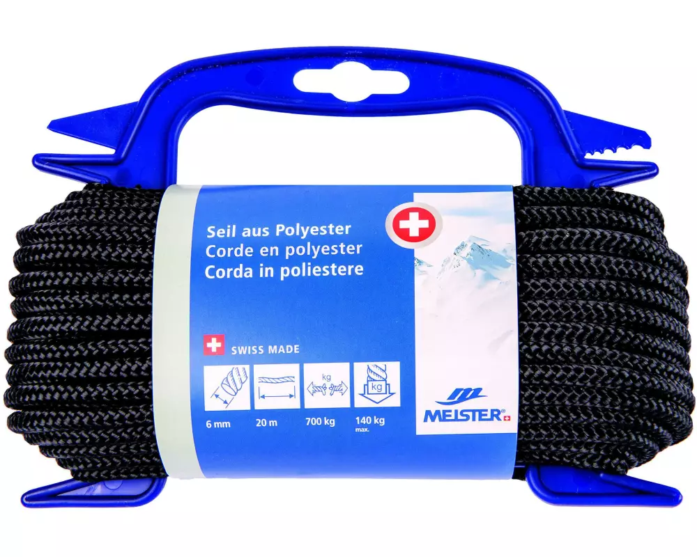 Meister Polyesterseil Ø 6 mm, 20 m, 700 kg, Schwarz