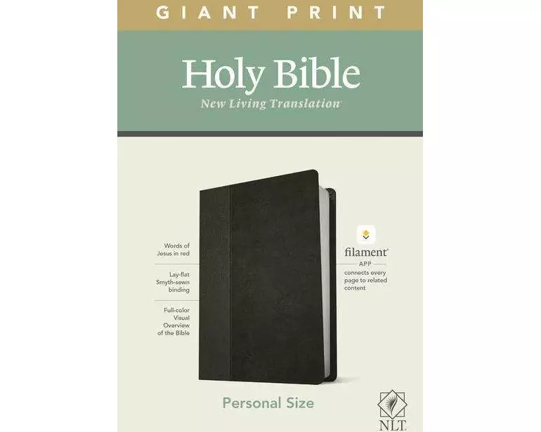 NLT Personal Size Giant Print Bible, Filament Enabled Edition (Red Letter, Leatherlike, Black/Onyx)