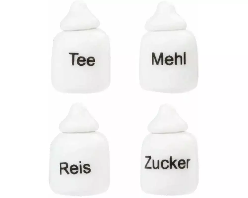 HobbyFun Mini-Utensilien Porzellan-Dosen 1.2-1.8 cm, Weiss, 4 Stück