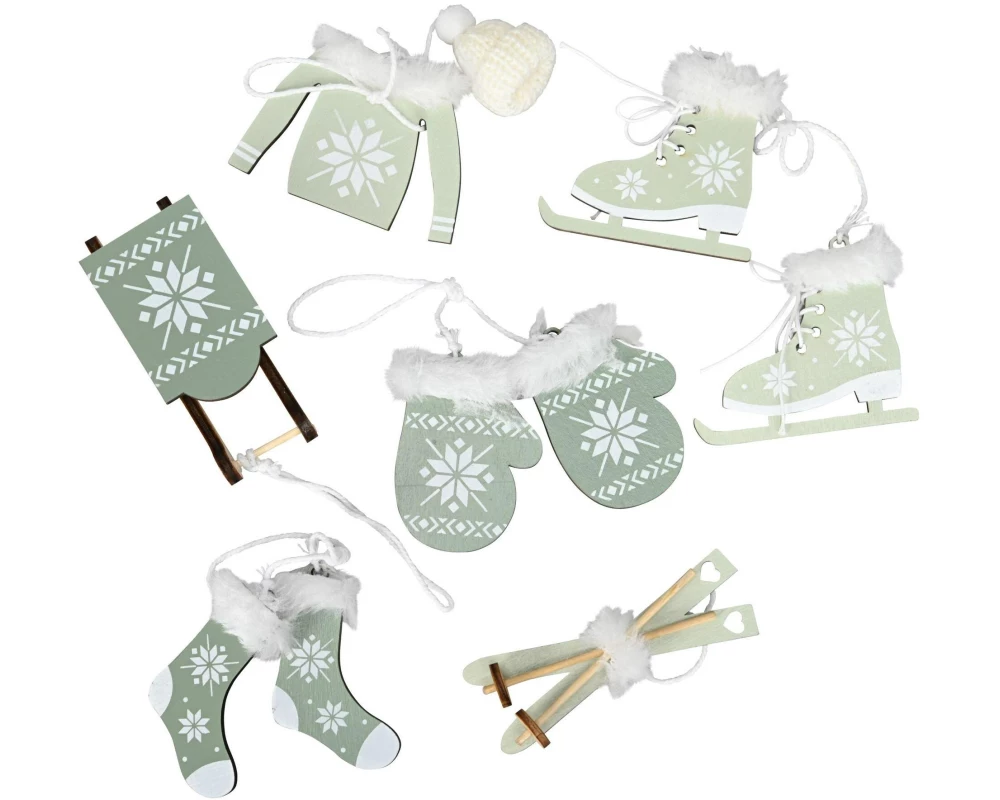COCON Aufhänger Winter Grün, 6 Stück