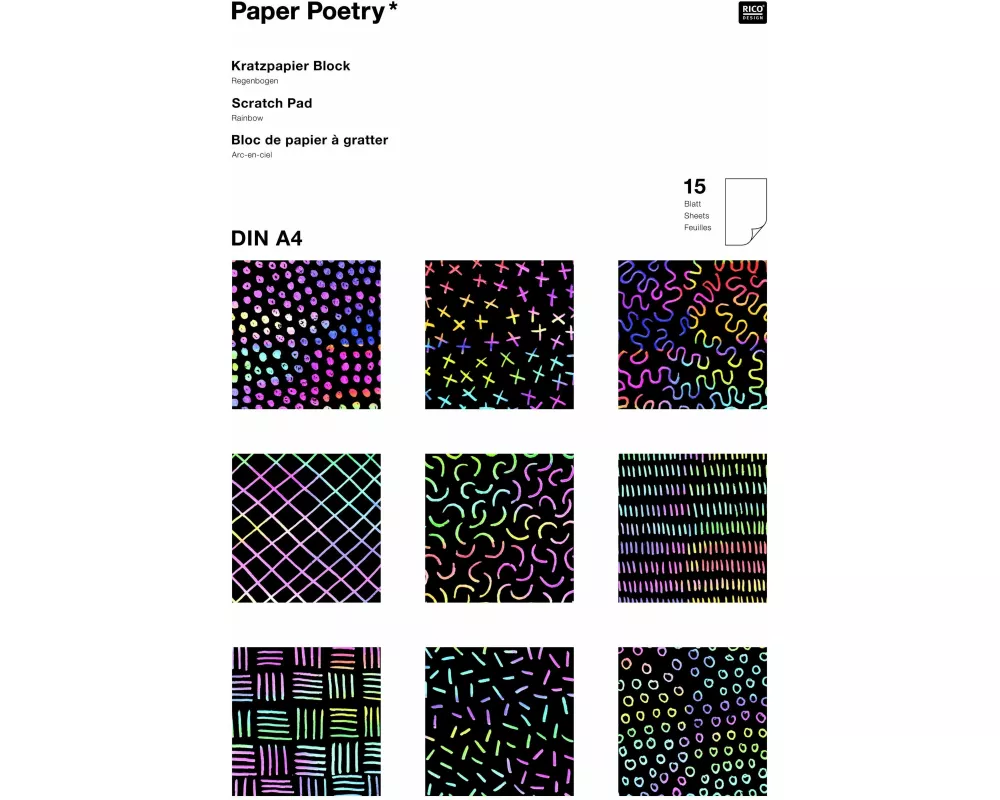 Kratzpapier Block Regenbogen, Din A4 FSC MIX