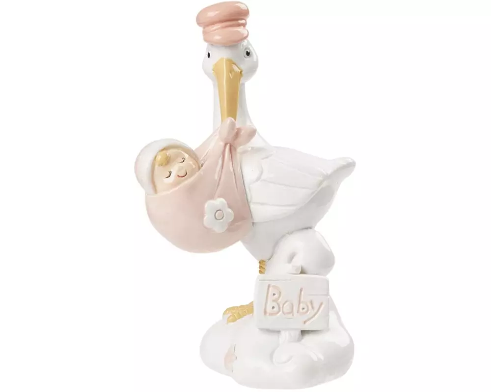 HobbyFun Mini-Figur Storch 9 cm, Hellrosa