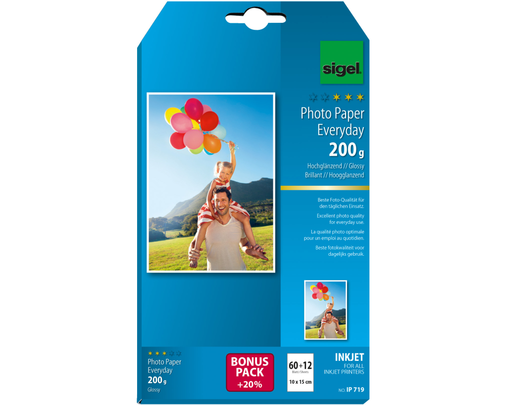 SIGEL InkJet Photo Everyday 10x15cm IP719 200g glossy 72 Blatt