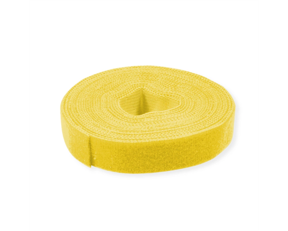 VALUE Klettband auf Rolle, 10mm, gelb, 25 m