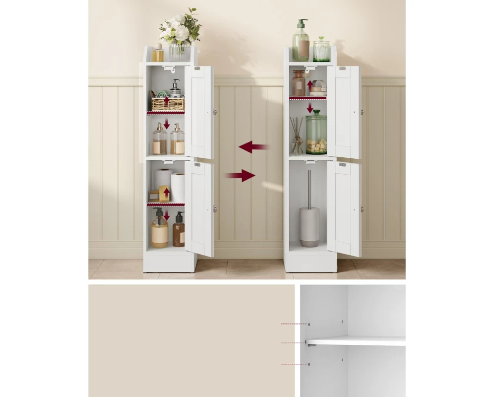 VASAGLE Kommode Landhausstil 20 x 80 cm, Weiss