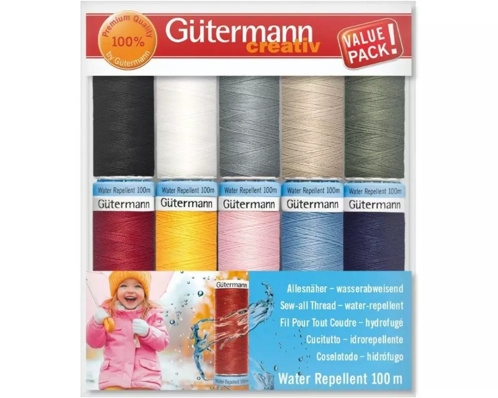 Gütermann Nähgarn-Set Water Repellent 10 Stück, Mehrfarbig