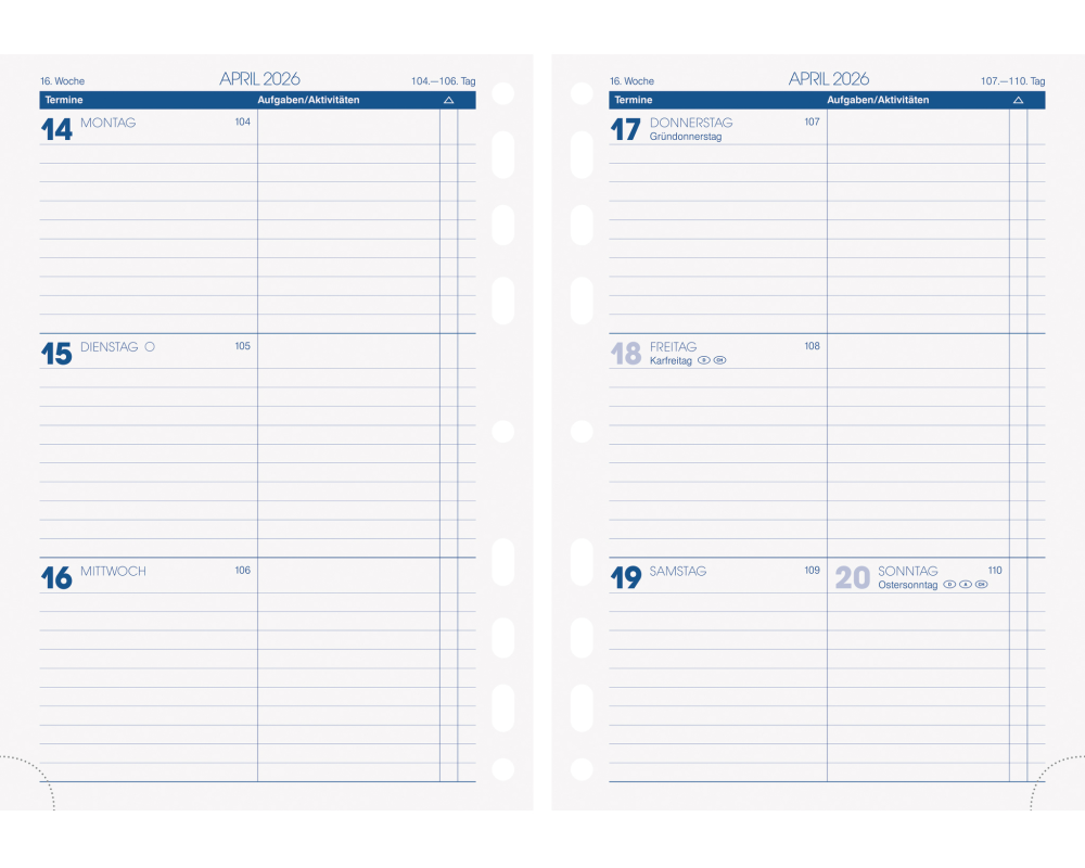 BRUNNEN Timer Einlage 2026 1079100006 1W/2S DE A5