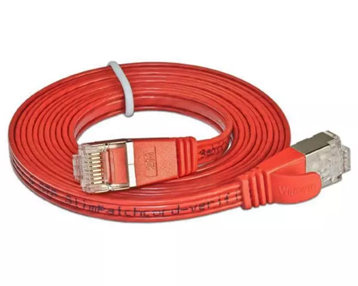 SLIM Slimpatchkabel RJ-45 - RJ-45, Cat 6, STP, 0.1 m, Rot