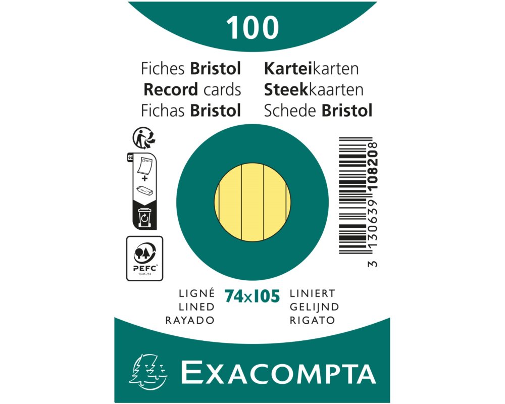 EXACOMPTA Karteikarten liniert A7 10820SE gelb 100 Stück