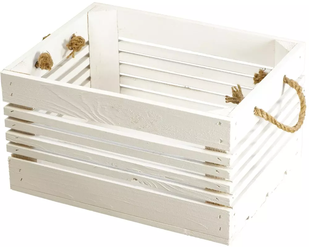 Holz Zollhaus Holzharasse mit Kordel Weiss, 30 x 38 cm