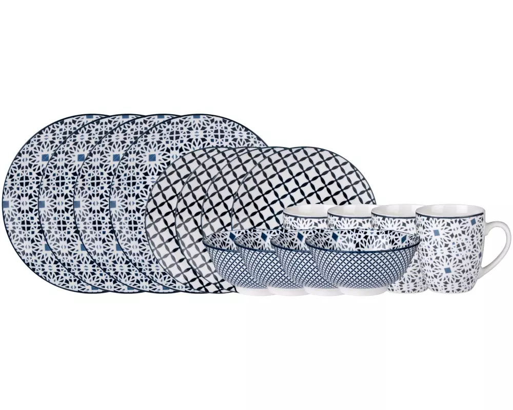 alpina Geschirrset mit Muster 16-teilig