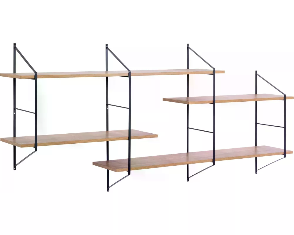 AC Design Wandregal Belfast 191 x 25,5 x 79 cm, Braun/Schwarz