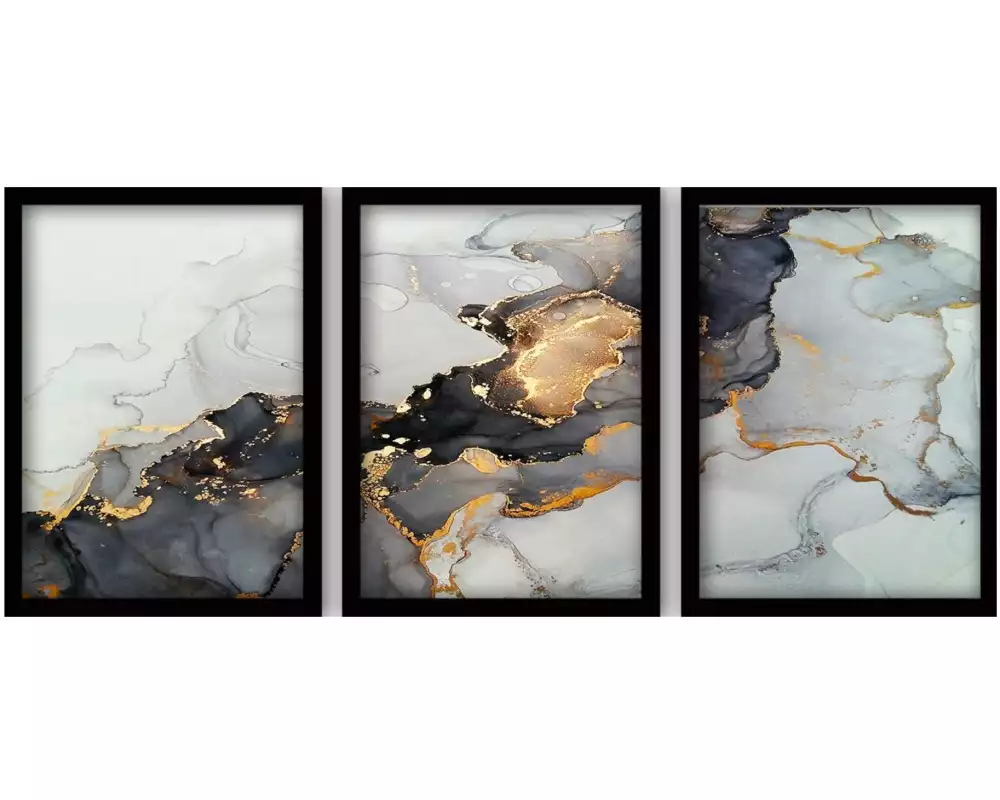 Wallxpert Bild Art 3 Stück, 35 x 45 cm, Grau