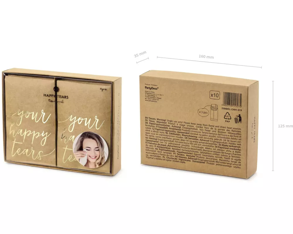 Partydeco Hochzeitsaccessoire Your happy tears 7.5 x 12 cm, Braun