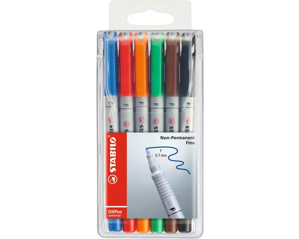 STABILO Folienstift OHPen universal F 6 Stück Mehrfarbig