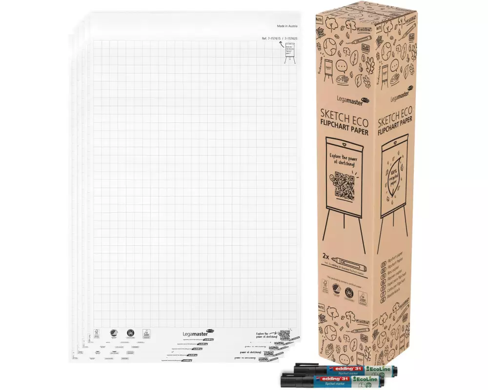 Legamaster Papierblock SKETCH ECO 65 x 98 cm Hochweiss 5 Stück