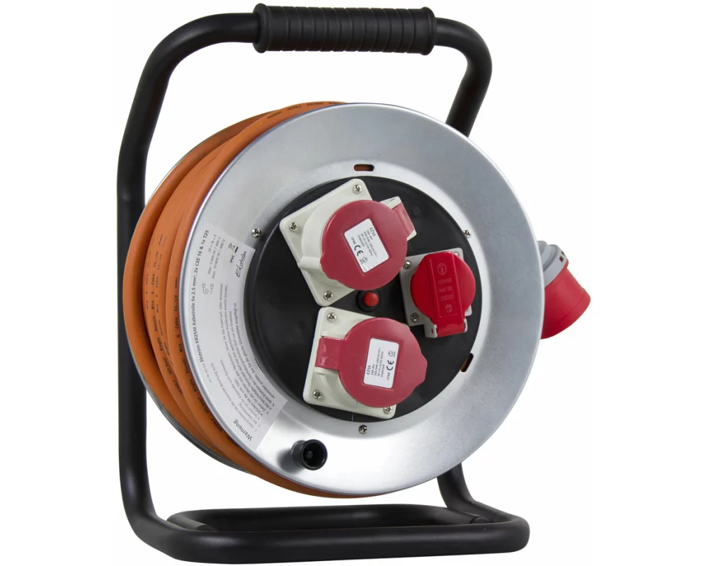 Ekström KR25M Kabelrolle 5x2.5mm2, 2x CEE 16 & 1x T25