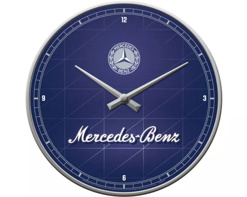 Nostalgic Art Wanduhr Mercedes Benz Ø 31 cm, Blau