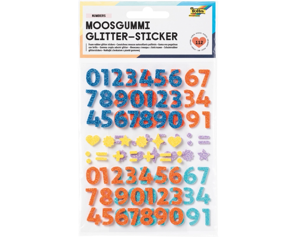 FOLIA Moosgummi Sticker 23778 Glitter Numbers 112 Stück
