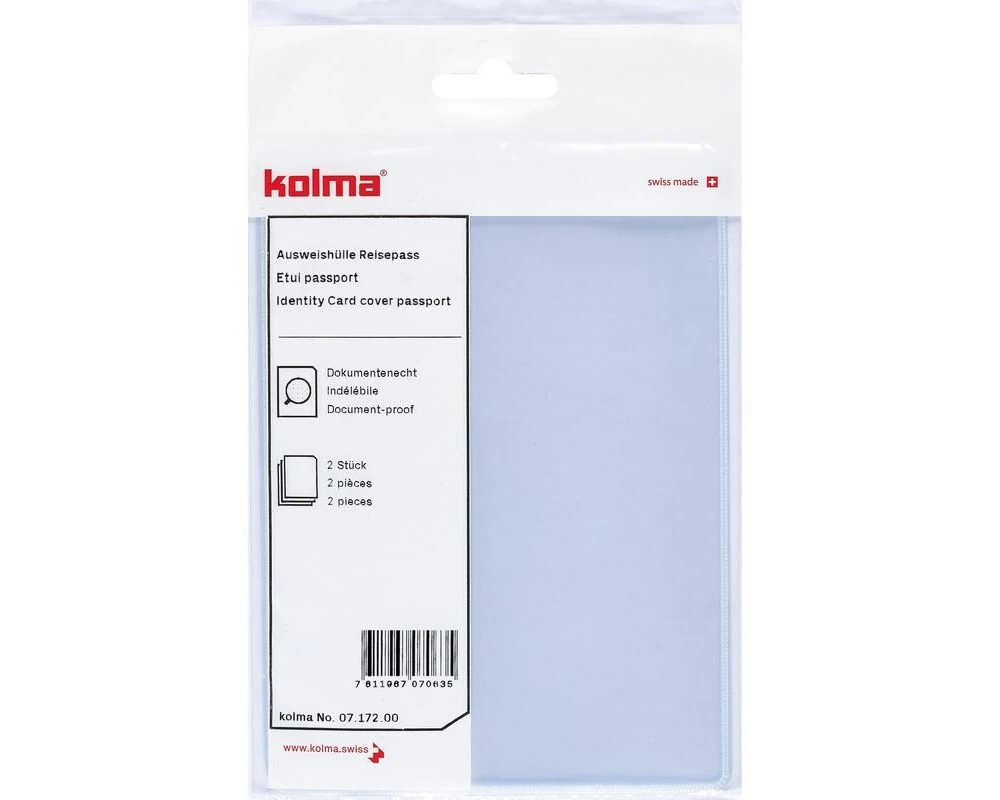 Kolma Ausweishülle für Reisepass Transparent, 2 Stück