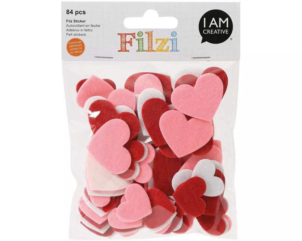 I AM CREATIVE Motivsticker FILZI Herzen 84 Stück
