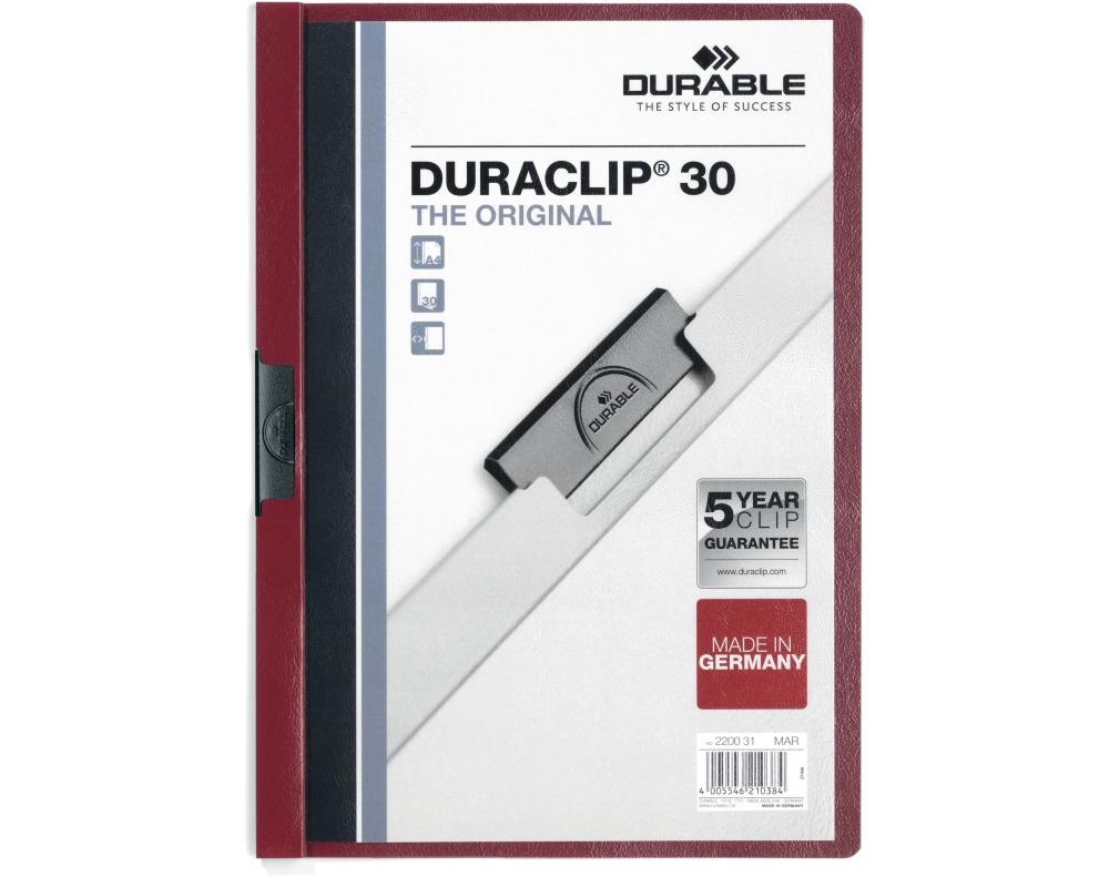 DURABLE Klemmhefter DURACLIP 30 220031 für 30 Blatt A4 dunkelrot