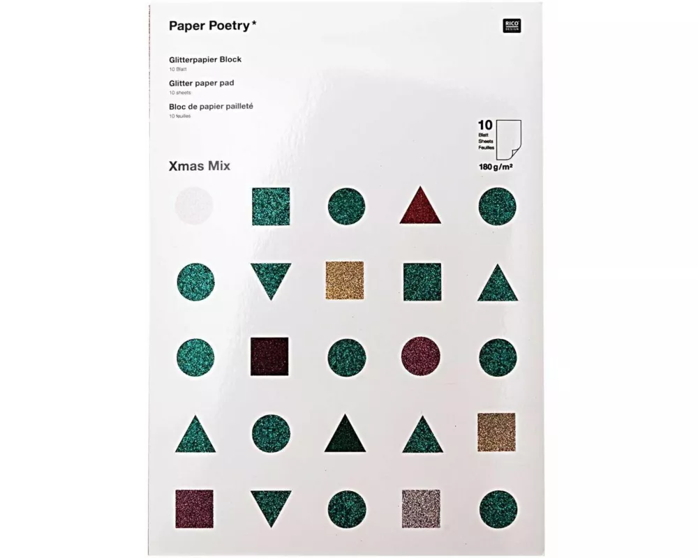 Glitterpapierblock, Xmas Mix