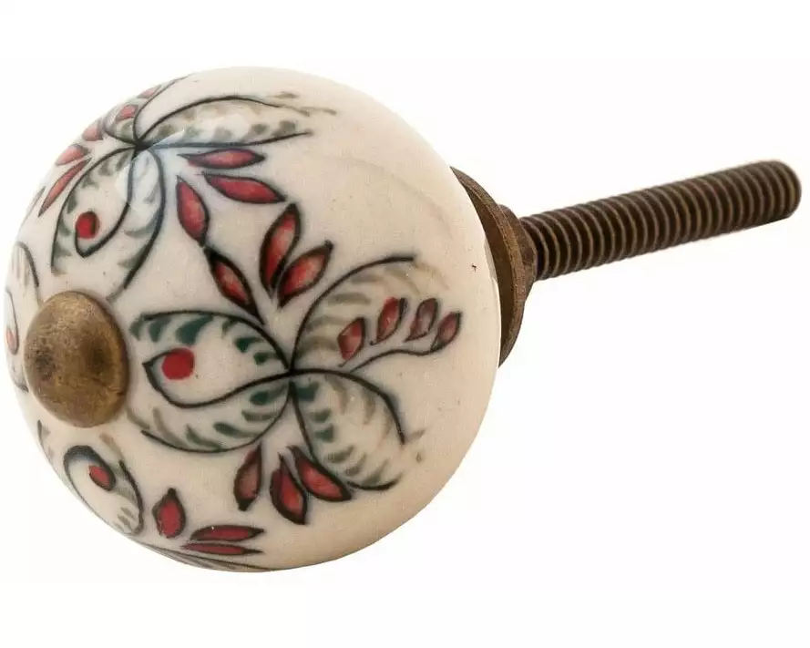 Tranquillo Möbelgriff handgemacht, Ø 3 cm, Weiss/Messing