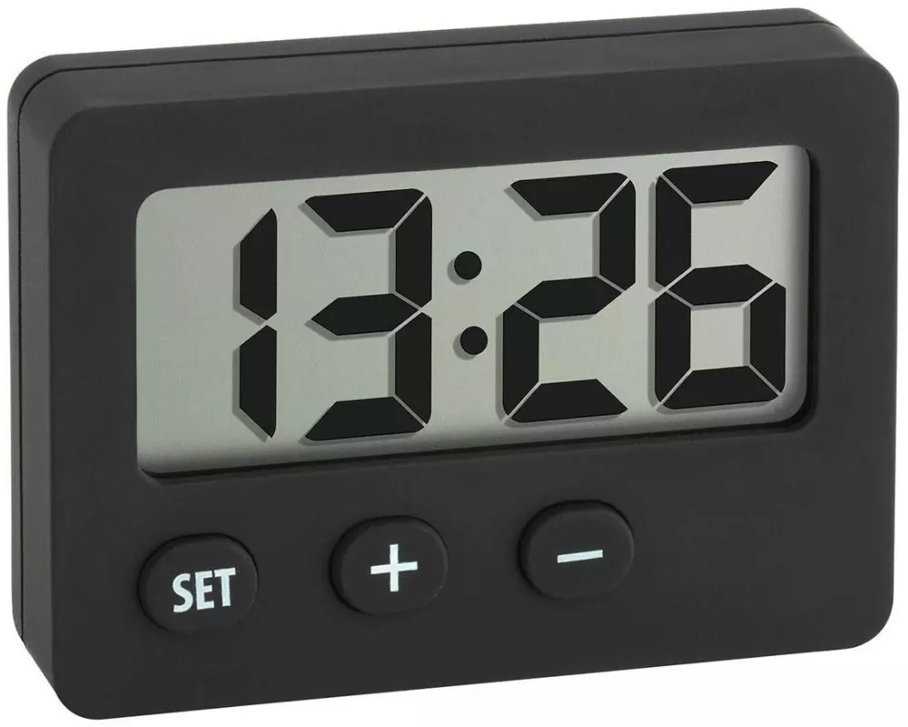 TFA Dostmann Digitaluhr mit griffiger Gummibeschichtung Schwarz