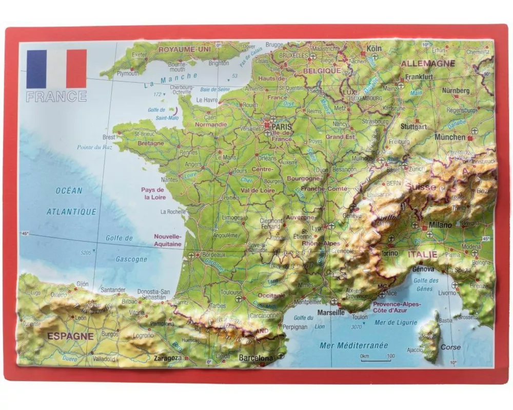 Reliefpostkarte Frankreich