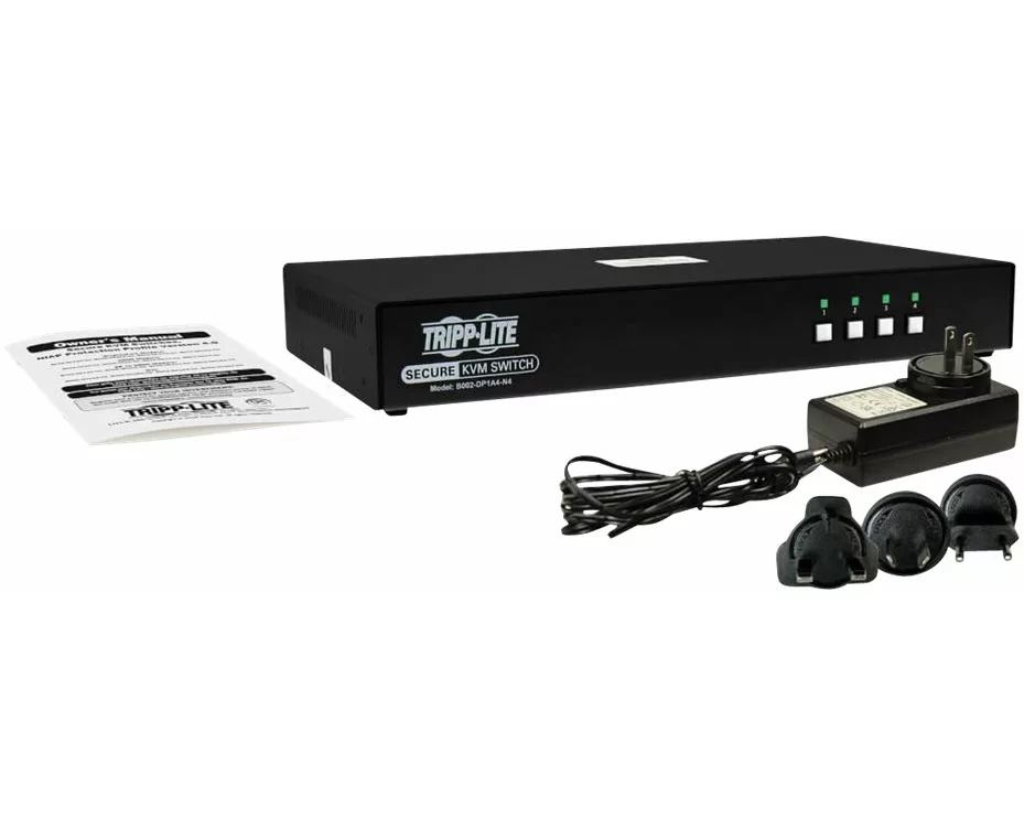 EATON TIPPLITE Secure KVM Switch, 4-Port, DisplayPort to DisplayPort, 4K NIAP, PP3.0 Certified Audio Single Monitor TAA