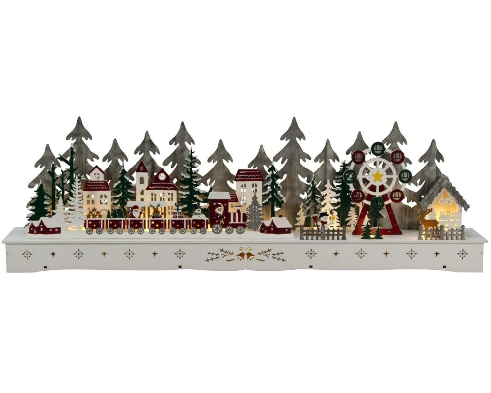 Konstsmide LED Holzsilhouette Dorf 25 cm x 78 cm