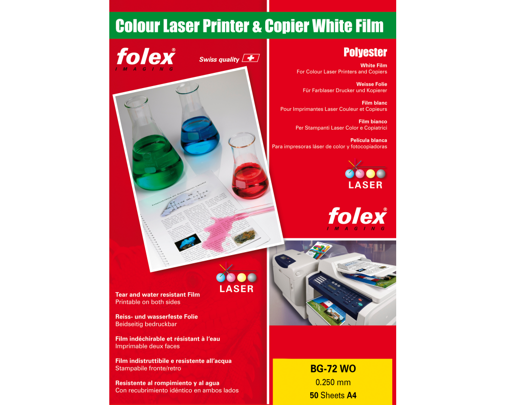 FOLEX Laser-Folie A4 BG-72WO 250my 50 Blatt