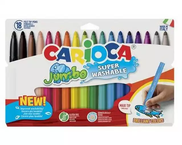 Carioca Fasermaler Jumbo Box, 6 mm, mehrfarbig, 18 Stück
