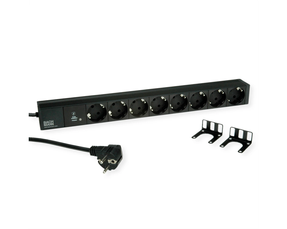 BACHMANN 19" 1HE 8xCEE7/3 sw 1xSPD-Plus 2,0m CEE7/7