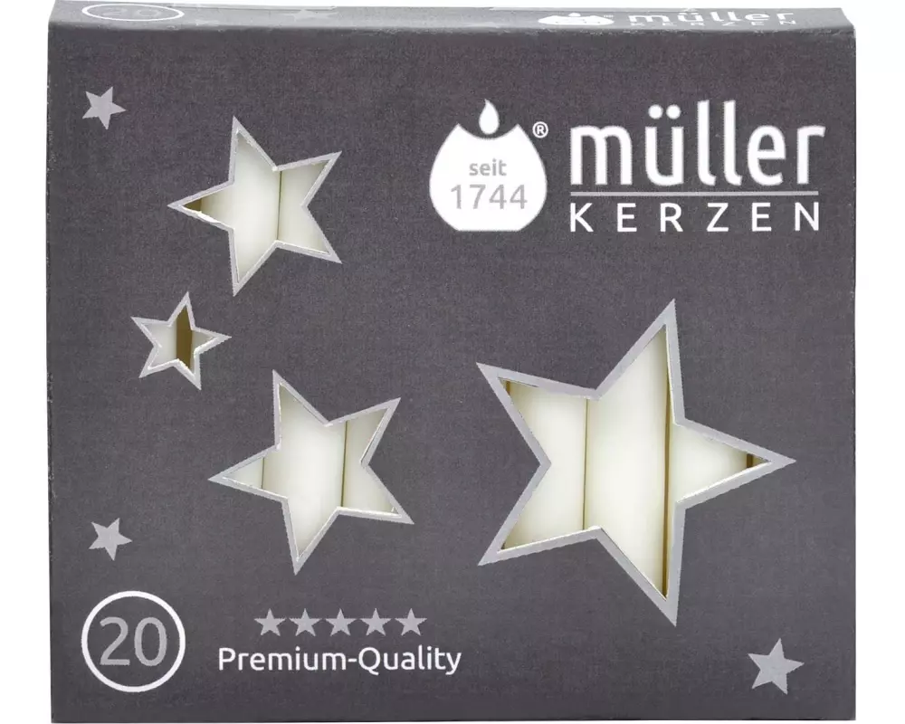 müller Kerzen Baumkerze Weiss, 20 Stück