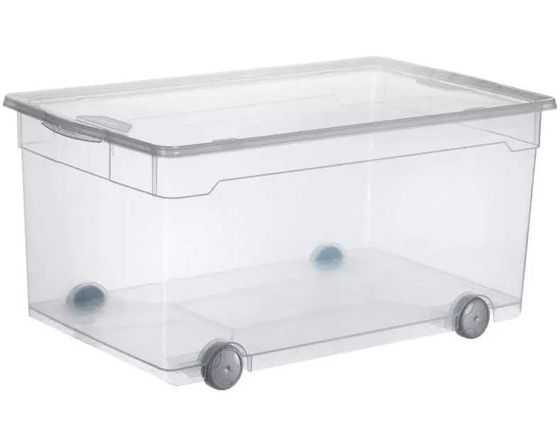 Rotho Aufbewahrungsbox 63 l mit Rollen, Transparent