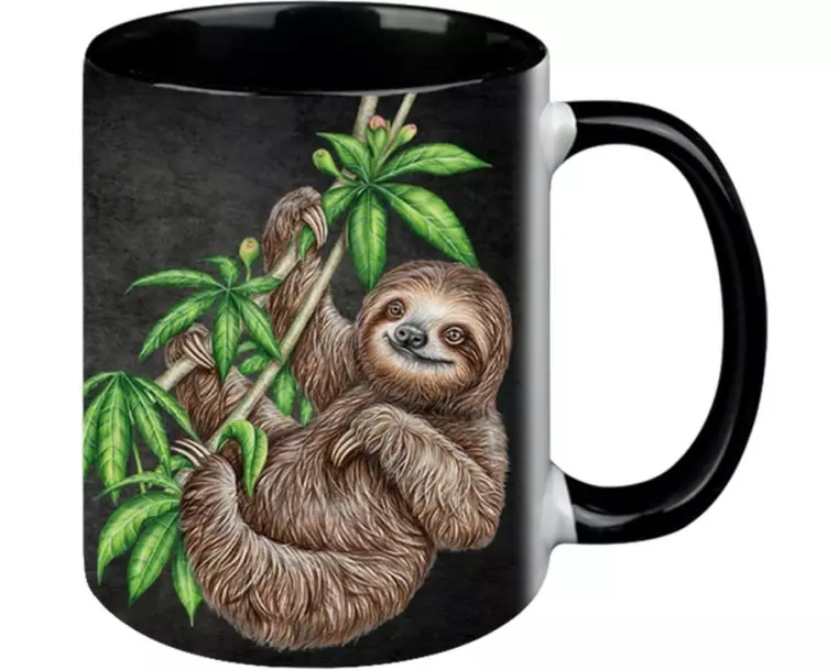 creanorm Tasse Faultier Black Edition 330 ml, 1 Stück, Schwarz