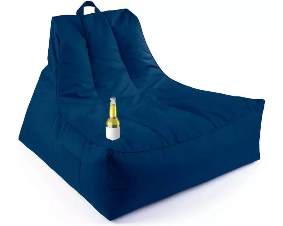 Lumaland Sitzsack Lounge mit Flaschenhalter Blau, 380 l