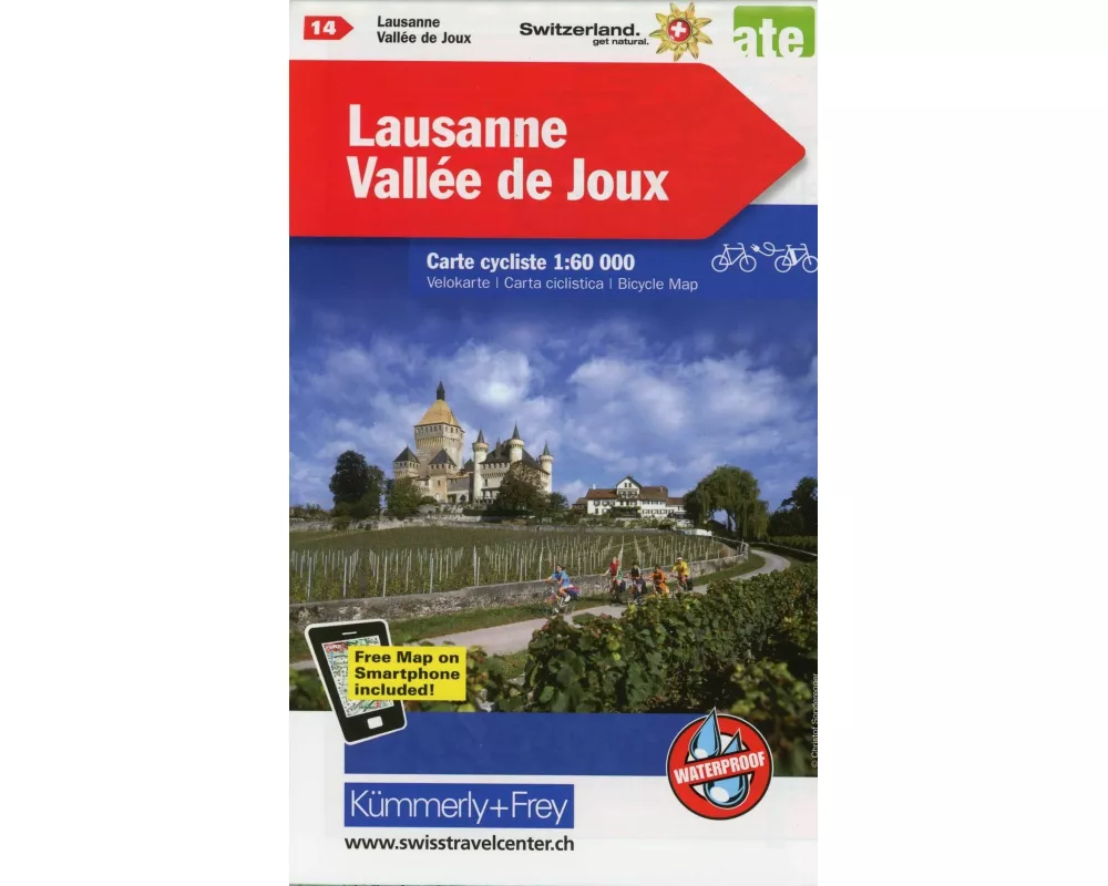 Kümmerly+Frey Velokarte 14 Lausanne, Vallée de Joux 1:60.000