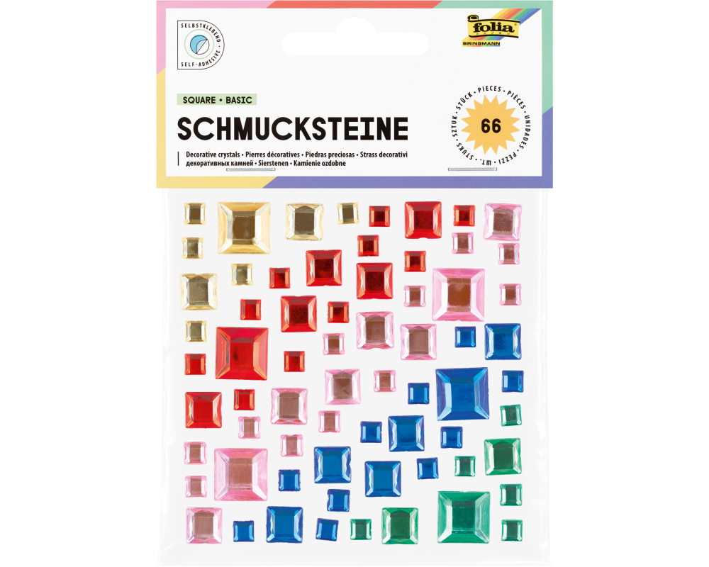 FOLIA Schmucksteine 12314 Square Basic 67 Stück
